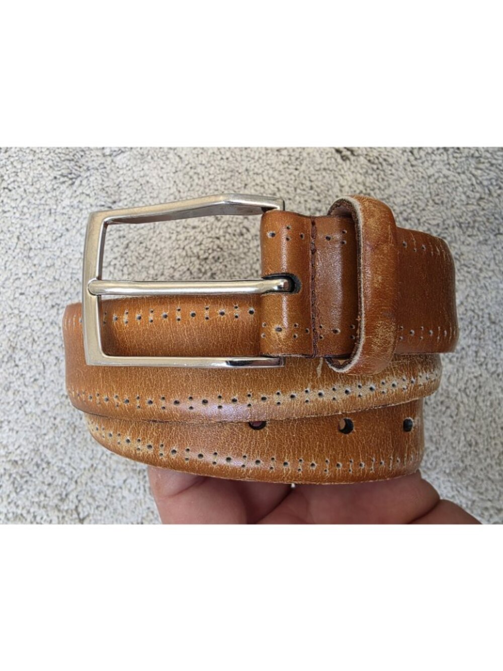 Allen Edmonds Men's Brown Leather Brogue Perforated Belt Size 32 Made in Canada